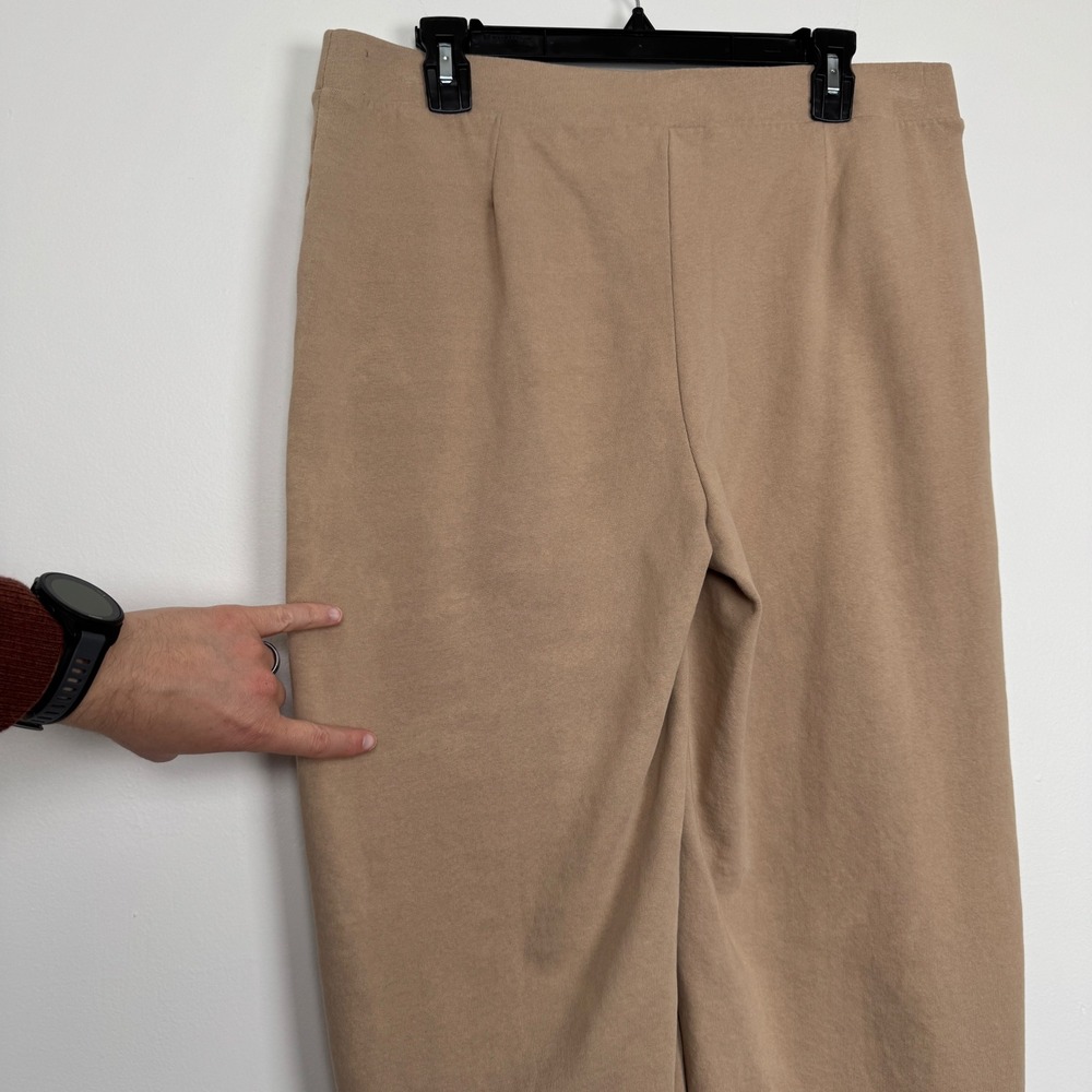 Pure Jill Size M Tall Tan Wide Leg Crop Pants Elastic Waist Organic Cotton Camel - Picture 4 of 13